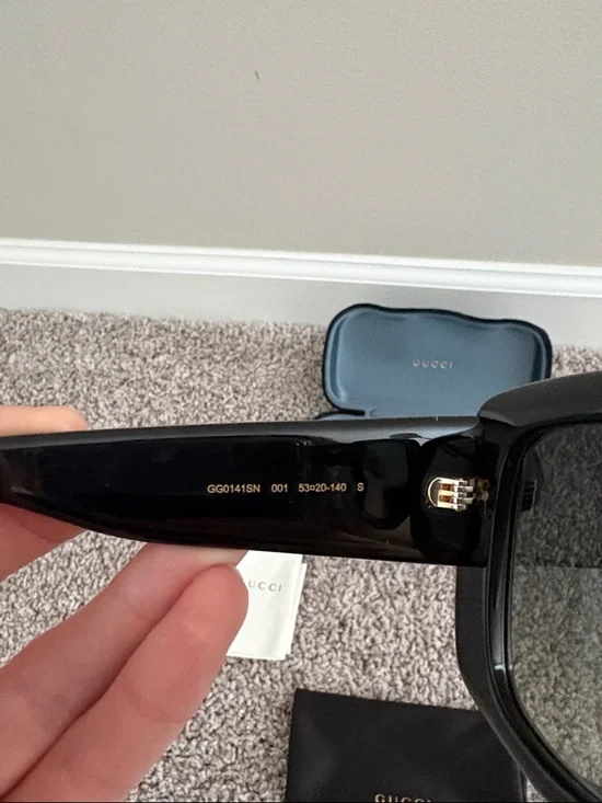 GUCCI URBAN GG0141S 001 BLACK GREY SQUARE SUNGLASSES - like new - Picture 7 of 10